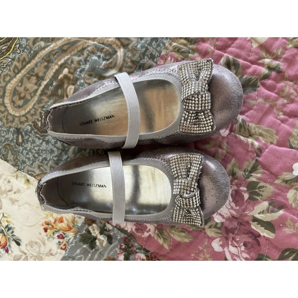 Stuart Weitzman Girls Shoes Ballet Flats Silver Bronze Dressy Formal Toddler 8